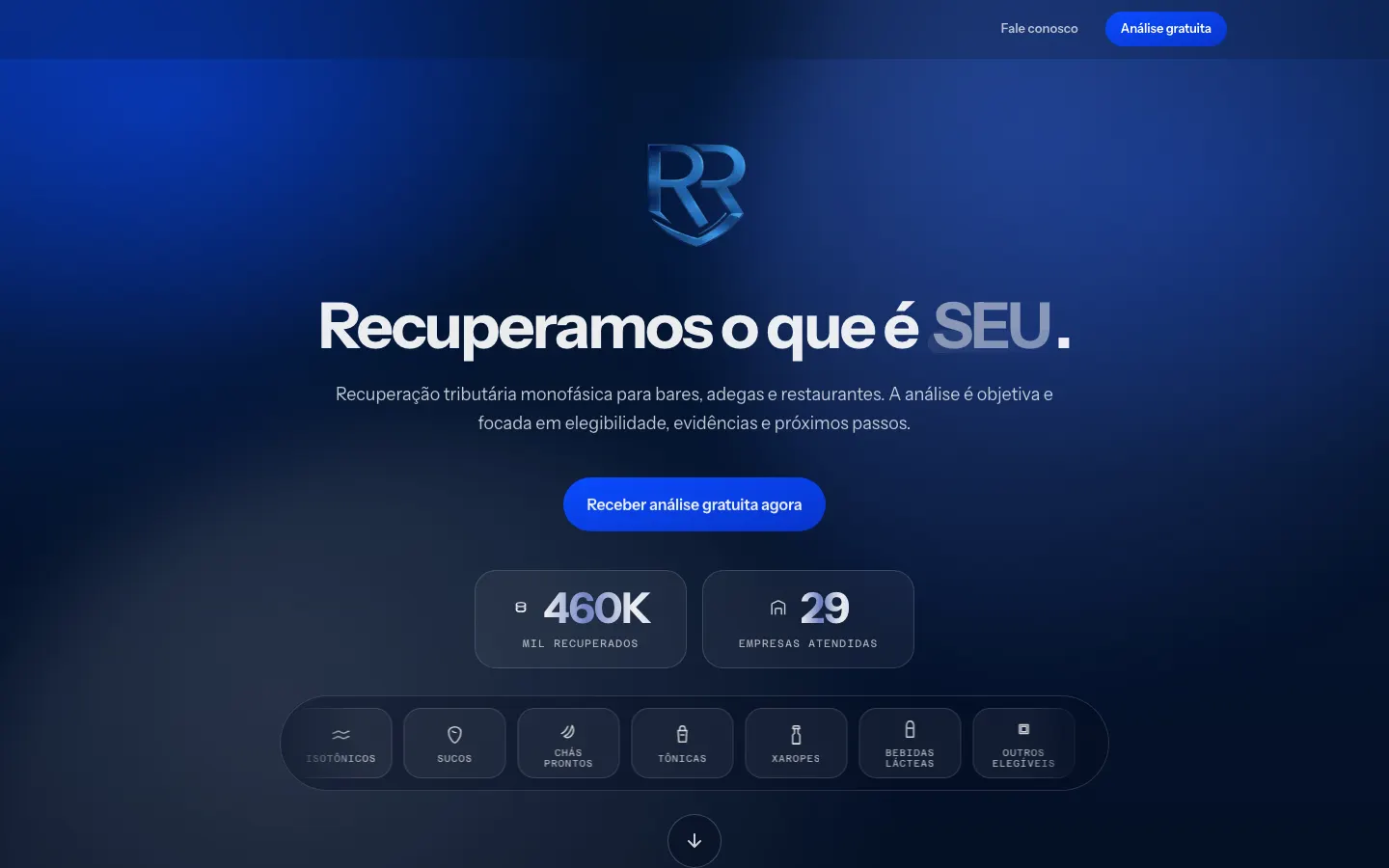Página inicial do site Recupera Rápido