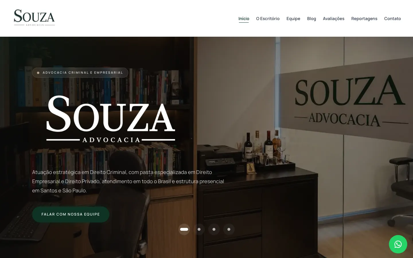Página inicial do site Souza Advocacia